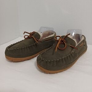L.L.BEAN Mocasines slippers olive green suede leather Men's size 7m